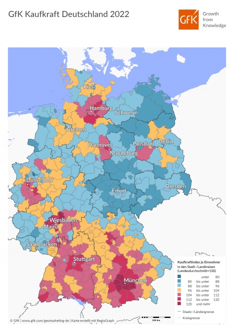Kaufkraft der Deutschen steigt auf 24.807 Euro -